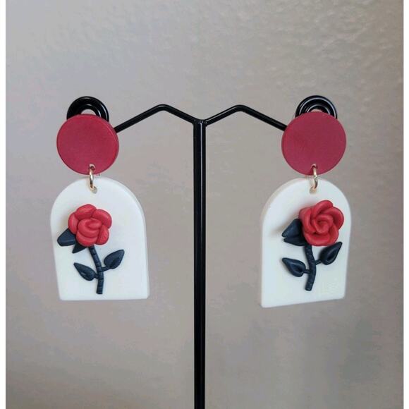 Handmade Mexican Terra Cotta Barro‎ Inspired Dangle Post Earrings Light Weight - Picture 1 of 4